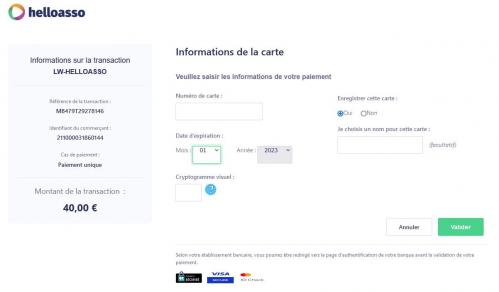 Page validation paiement